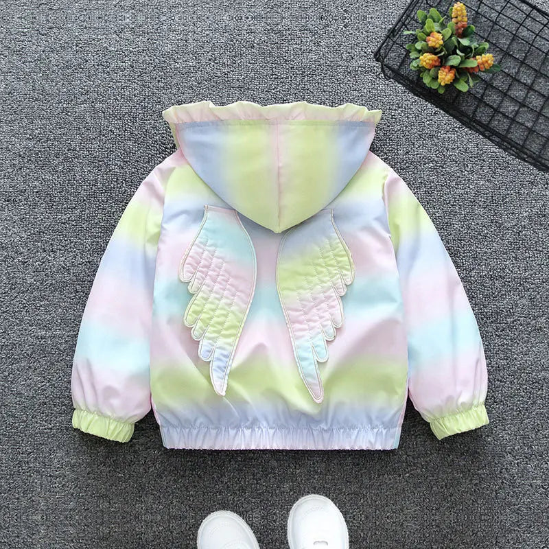 Baby Kids Hoodie Spring Autumn Jacket Cute Wings Long Sleeve Sport Outwear For Girls Children Clothing 2 4 5 6 Years Old