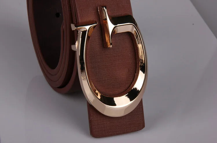 Men's and Women's Casual Fashion Belt  Korean Version Gold Buckle Belt Trendy I-shaped Buckle Belt