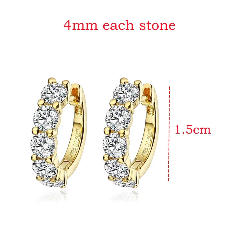 Smyoue 18k 3cttw Moissanite Hoop Earring for Women 4mm Stones D Color Sparkling Created Diamond Earring 100% 925 Sterling Silver