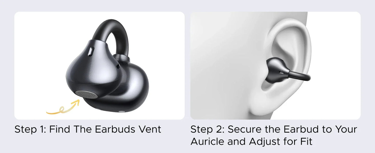UGREEN ClipBuds Open-Ear Wireless Headphones Bluetooth 6.0 with 4 Mic Clear Call, Earbuds Clip on Earphones 30H Playtime