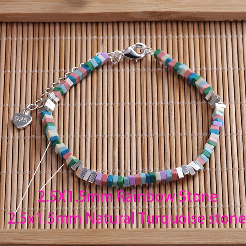VENTFILLE 925 Sterling Silver Line Extremely fine Bracelet for Women Love Haert Bead Korean Ins Sweet Jewelry Gift Dropshipping