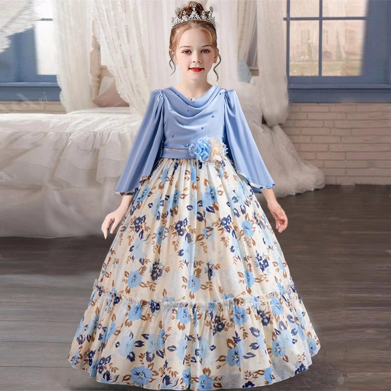 4-12 Year Old Girls' Party Dress Ethnic Style Performance Dress Art Photo Chiffon Christmas Party Dress New Children's Clothing
