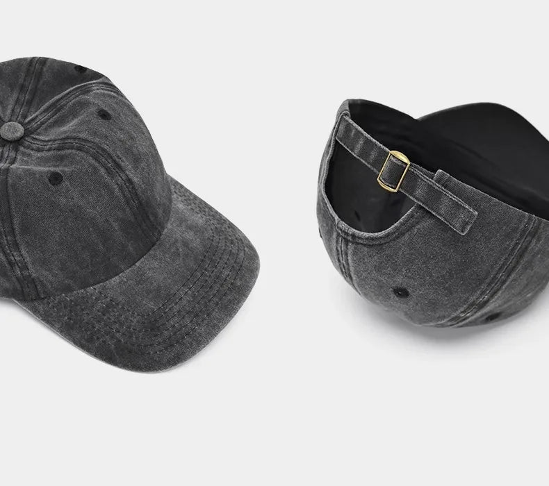 Hat Men's Washed Coated Baseball Cap Color Tile Korean Version Simple Dome Cap Solid Color Sports Sun Hat