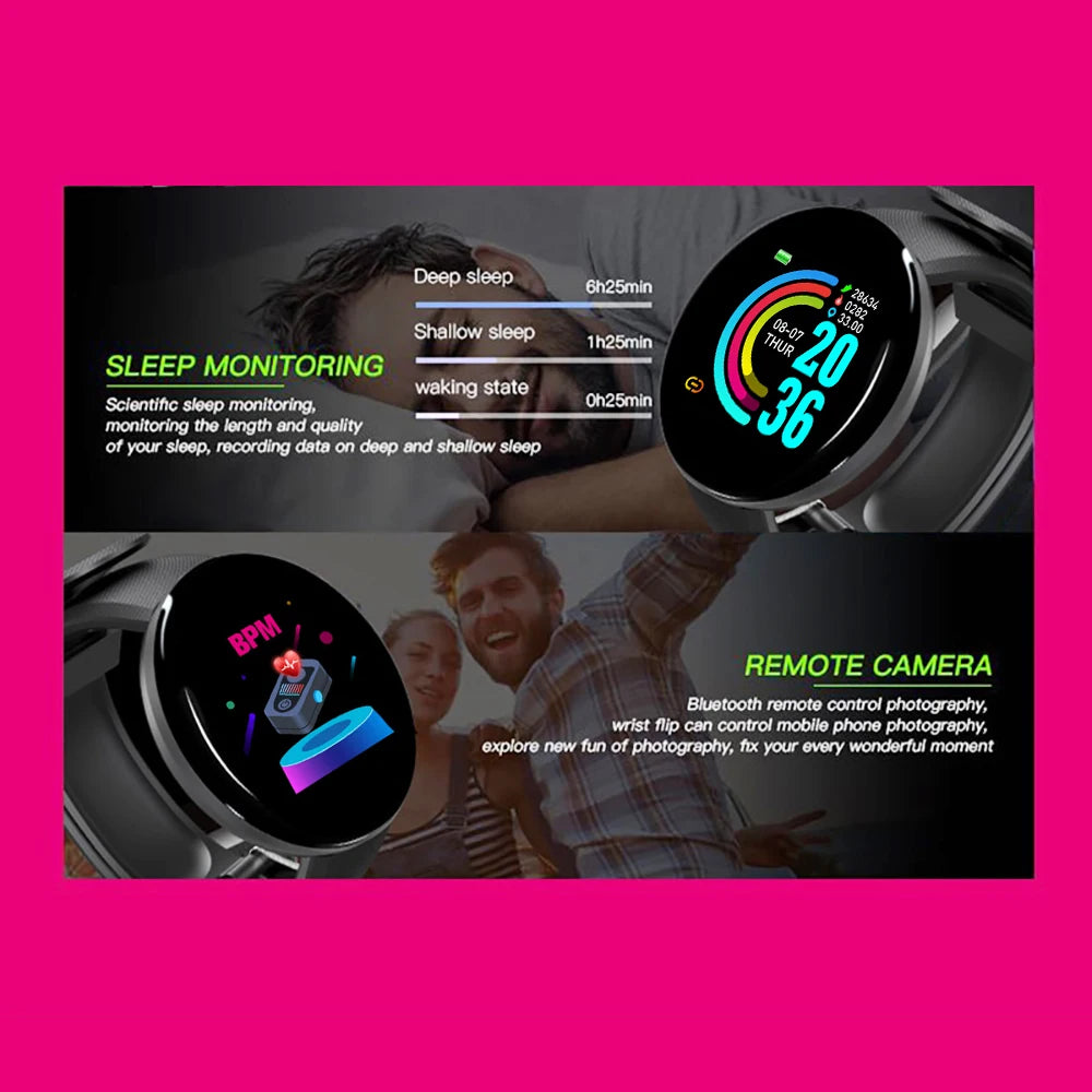 Smart Watch Men Women Smart Bracelet LED D18 Smartwatch Waterproof Smart Touch