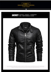 leather men plus fleece autumn and winter leather jacket wash men's coat