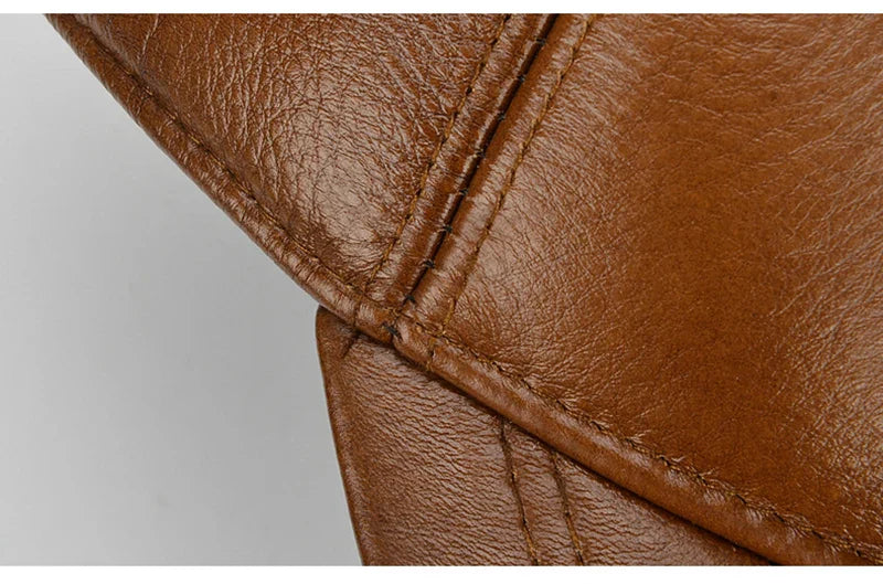 2026 Adjustable Men's Genuine Cowhide Leather Baseball Cap for Fall Winter Outdoor Sports Hat Men Real Cowhide Leather Caps