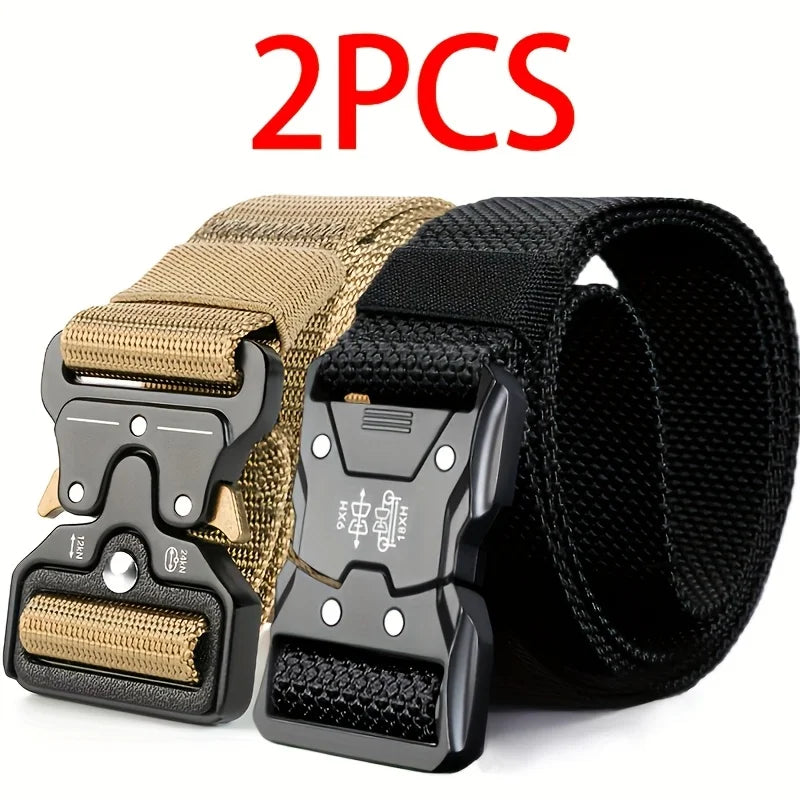 2-piece set of new men's waist belt, quick release buckle casual belt, suitable for cycling, climbing, fishing, golf and other s