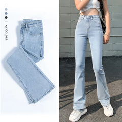 Flared Jeans Woman High Waist Wide Leg Pants Leisure Fashion Stretch