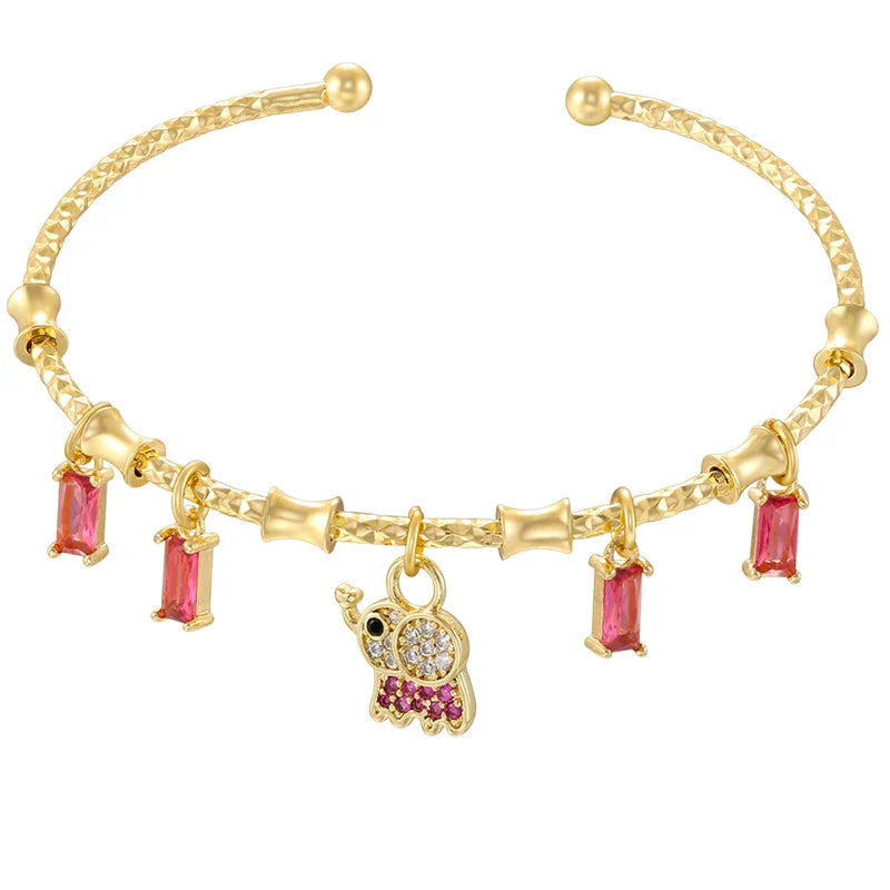 ZHUKOU candy charms bracelet for women Gold color romantic round charms bangles lady birthday gifts Man bracelet Jewelry VL338