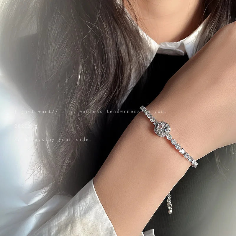 Full of Rhinestones Adjustable 18K Gold Plated Stainless Steel Bracelet For Women 2022 New Trendy Square Zircon Bracelet Jewelry