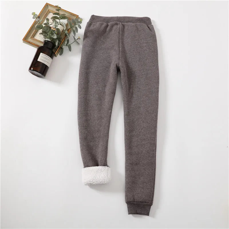 Lucyever Winter Thicken Plush Sweatpants Women Elastic Waist Warm Harem