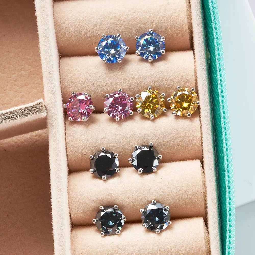 Gica Gema 0.5-2ct Moissanite Screw Stud Earrings D Color 925 Sterling Silver Diamond Earrings For Women Wedding Fine Jewelry