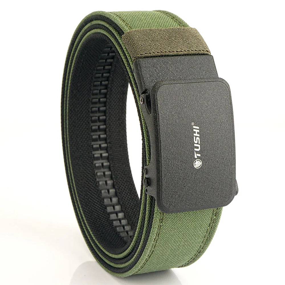 TUSHI New Hard Tactical Belt for Men Metal Automatic Buckle IPSC Gun Belt 1100D Nylon Military Belt Outdoor Sports Girdle Male