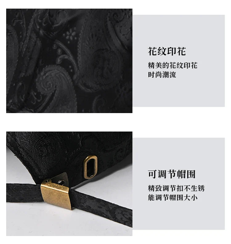 2024 Fashion Embroidery High top Baseball Cap Men's cashew print outdoor casual Cap face Trim four seasons