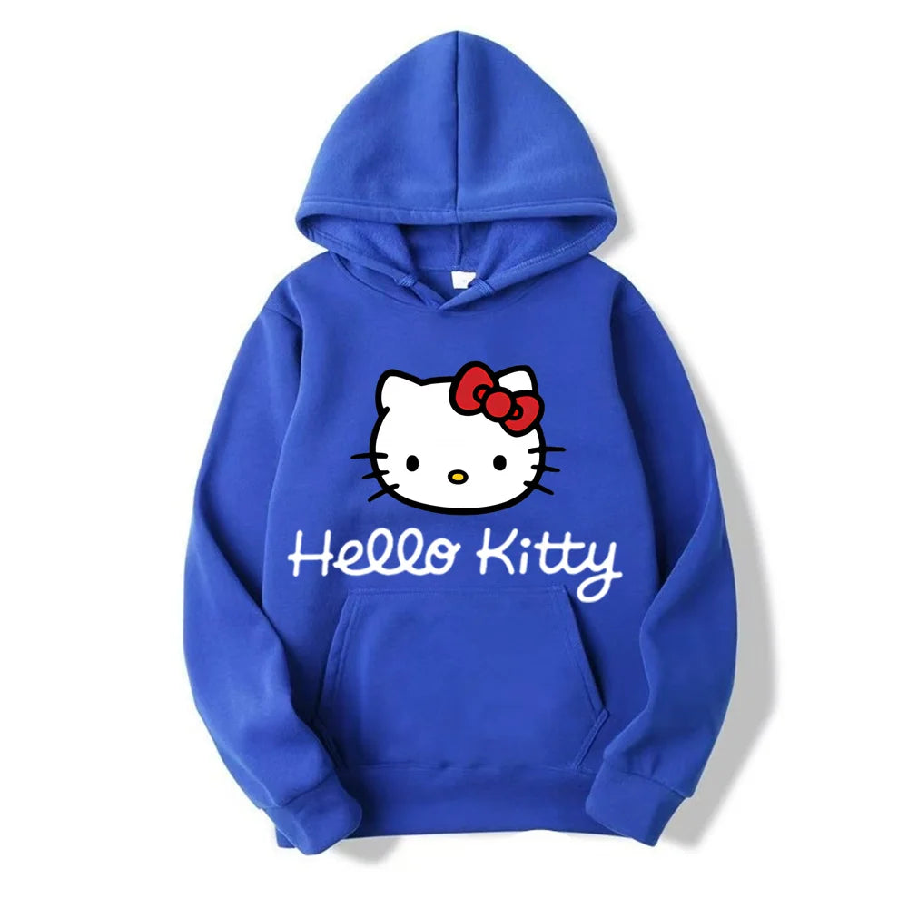 Hello Kitty Anime Hoodie Casual Sweatshirt Boys Fleece Pullover Y2k Sudadera