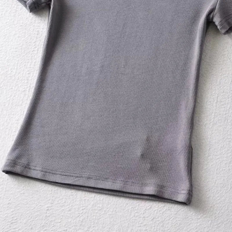 Casual Summer Woman Skinny Fit T-shirt Tight Short-Sleeve O-neck Tee Basic Solid Crop Tops T Shirt