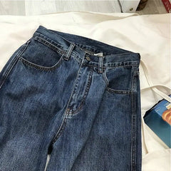 Vintage Blue High Waist Women Jeans Gradient American Fashion Streetwear Wide Leg