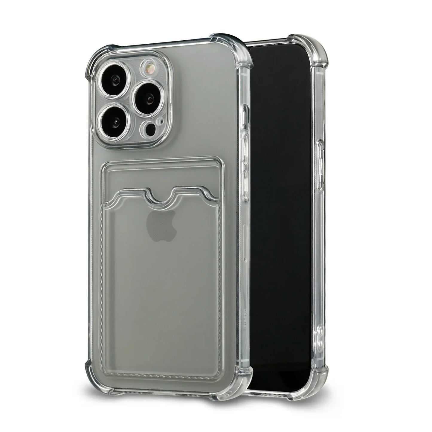 Wallet Card Holder Clear Soft Cases For iPhone 16 Pro Max 13 11 15 14 12 Pro Max Pro Plus XR 7 8 SE Card Slots Cover Small Card