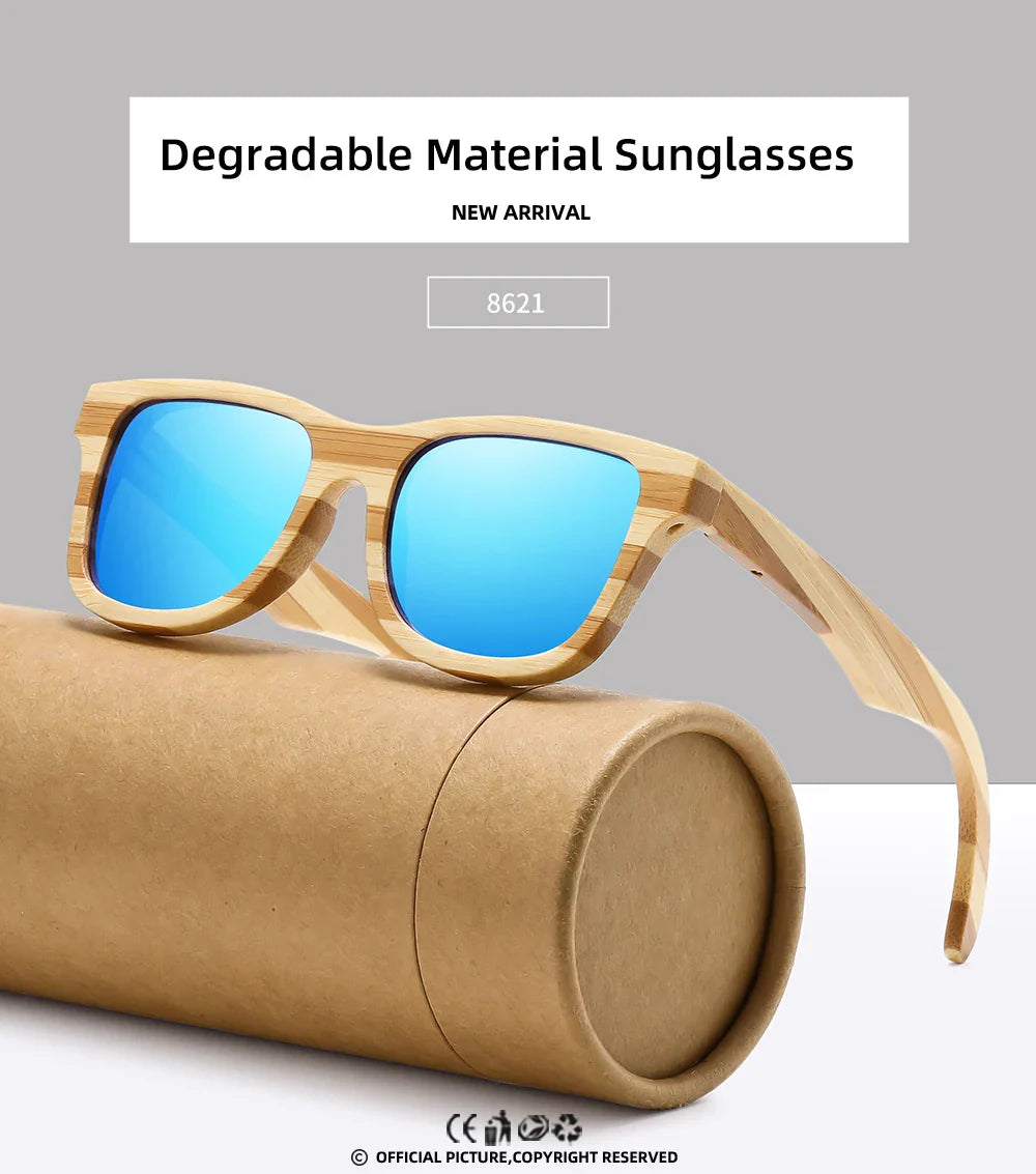 GM Natural Zebra bamboo adult sunglasses Manual polarized glasses Mirror coated lens Glasses Gift box 8621C