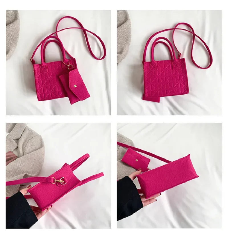Zipper Messenger Bag Solid Color Felt Women Shoulder Bag Luxury Designer