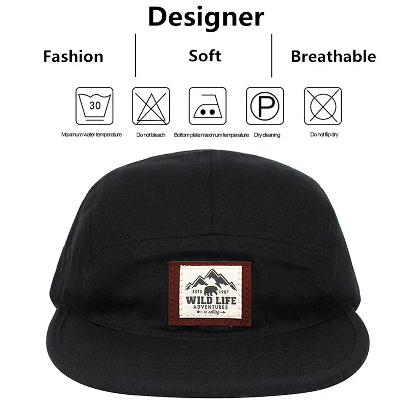 WILD LIFE Cotton 5 Panel Baseball Cap Snapback Caps Bone Gorras Hombre Originales Hip Hop Hats For Men Women Adjustable