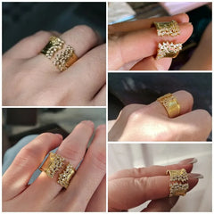 Fashion Women's Finger Ring with CZ Stone Wire Drawing Effect Gold