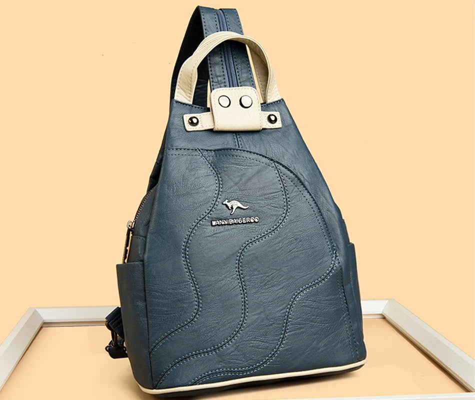 Women Leather Backpacks Zipper Female Chest Bag Travel Back Pack Ladies Bagpack Mochilas School Bags for Teenage Girls Sac A Dos
