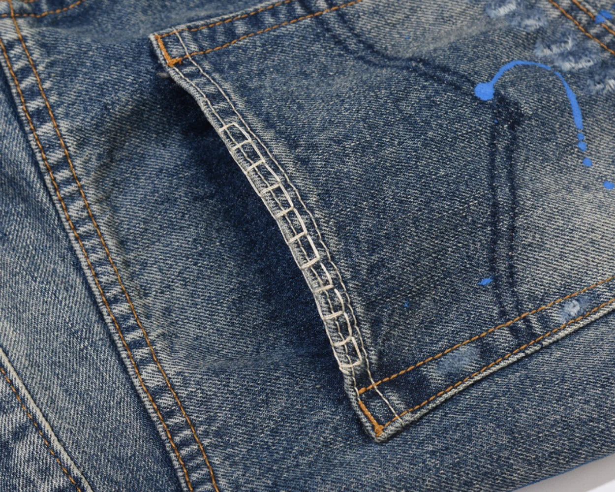 High Street Washes Prints Splashes Ink Retro Streetwear Mens Jeans