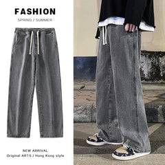 Korean Fashion Loose Jeans Classic Straight Straight Baggy Wide Leg Trousers