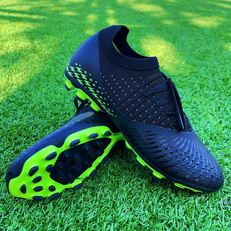 Men Soccer Shoes Football Boots Ultra-light Non-slip Long Spikes Outdoor