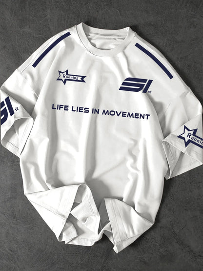 The new men's T-shirt for summer 2025 is a casual sporty breathable mesh letter printed streetwear collection