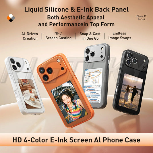 For IPhone 17 Pro Max 17Pro 17 E-ink Mobile Phone Cases Screen Image Ai NFC technology Transmission DIY No Battery Tech Cover