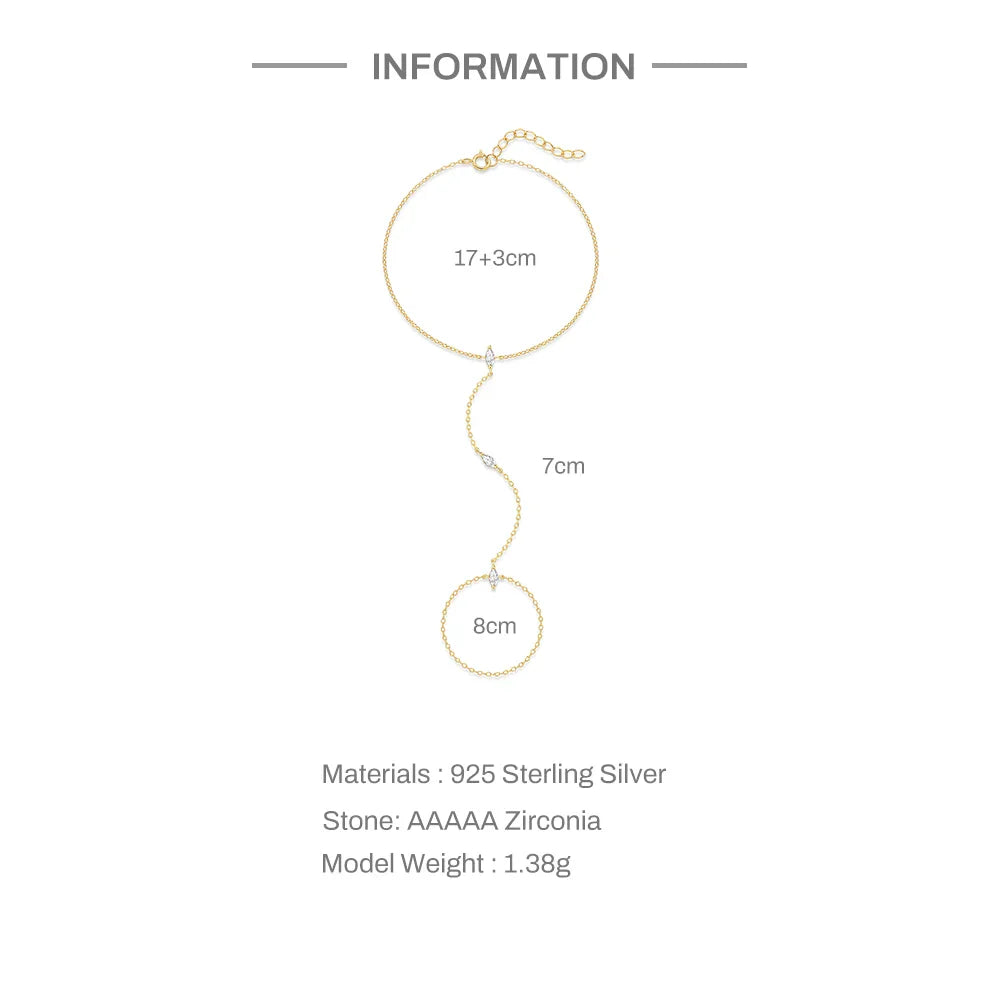 ROXI 925 Sterling Silver Evil eyes Blue/White Zircon Bracelet With Finger Design For Women Hand Chain Bracelet Party Jewelry