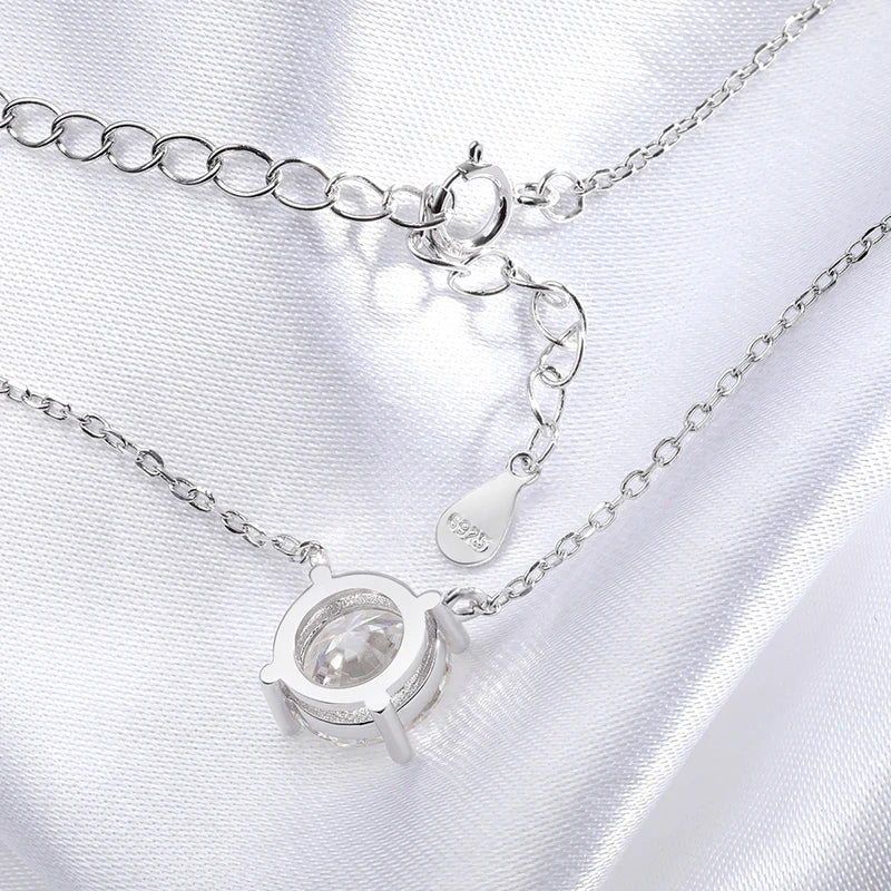 Smyoue White Gold Plated 1-10CT Moissanite Necklace for Women Classic Four Claws Pendant Wedding Jewelry 925 Sterling Silver