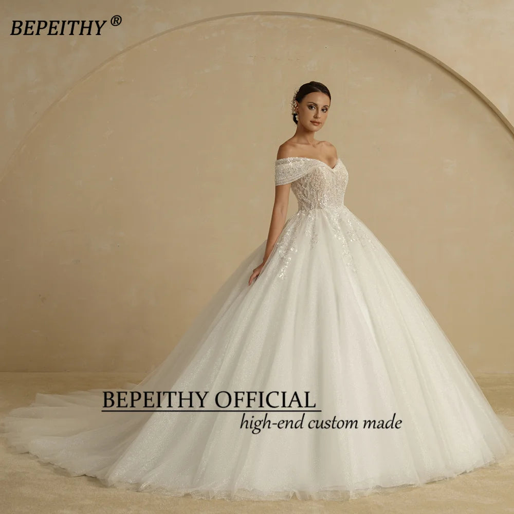 White Bridesmaid Dresses: Ivory Beading Princess Wedding Dresses For Bride