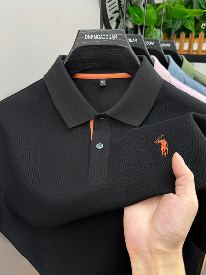 100% pure cotton men's short sleeved polo shirt hot selling summer fashionable horse logo embroidery classic Paul casual T-shirt
