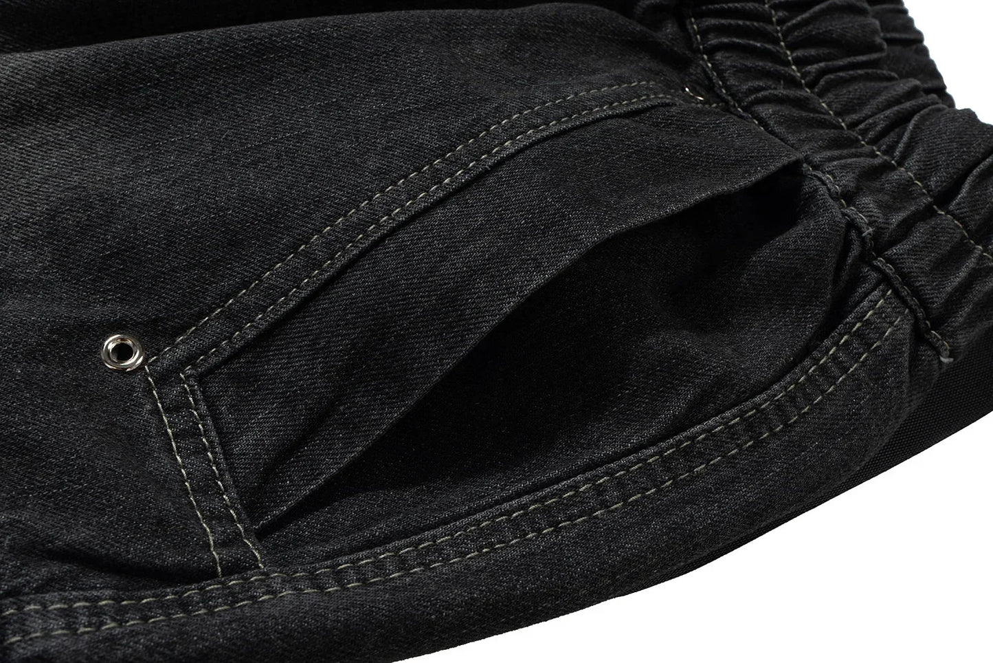 Gothic street jeans with multiple pockets men's shorts wide-legged loose nine-quarter pants knee-length pants loose casual pants