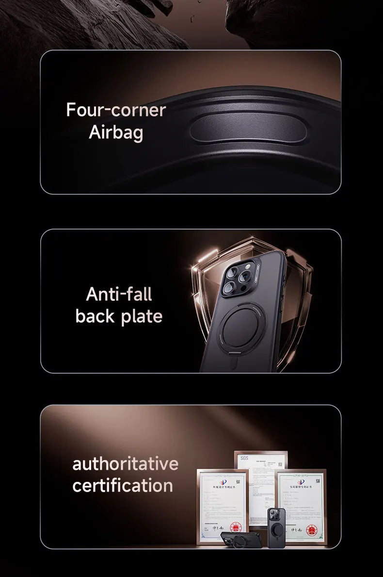 Stand Phone Case For iPhone 16 Pro Max MagSafe Magnetic Case With 360° Rotating Ring Bracket Anti-Drop Protection Cover