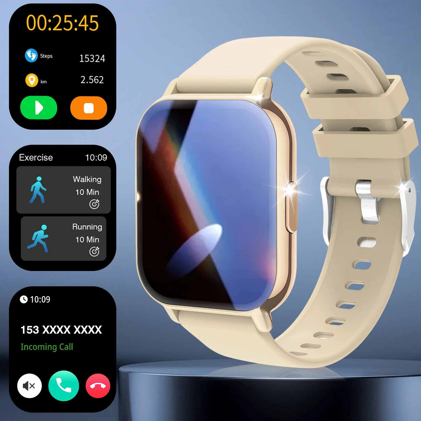 Smart watch, wireless calling /dial,for iPhone/Andriod, multi -Sport mode, calling reminder and rejection, SMS reminder