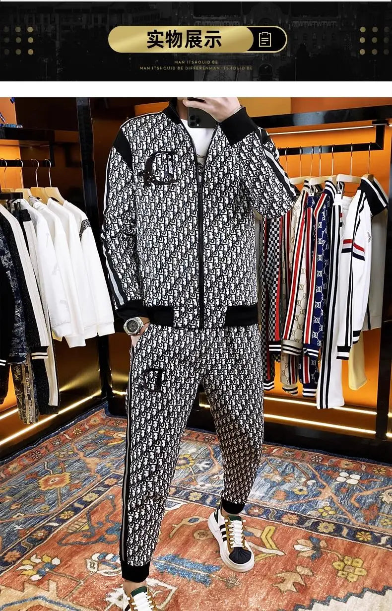 Spring and autumn men's casual suit 2025 new coat men's clothing ruffian handsome set with autumn two-piece set