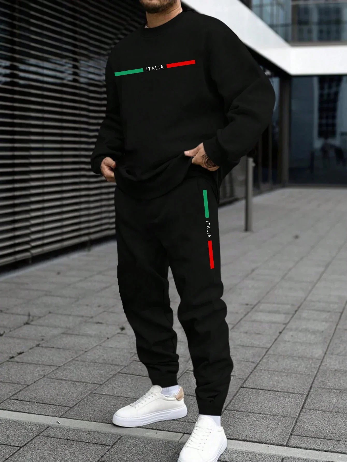 Autumn Mens Tracksuit Italy O Neck Sweatshirt Sweatpants Casual Sports Single Piece Tops Pants Man Clothing Hip Hop Streetwear