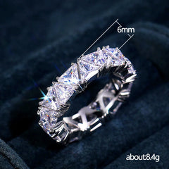 Silver Ring, Triangular Zircon Ring with Aaa Zircon Crystal, Engagement Jewelry