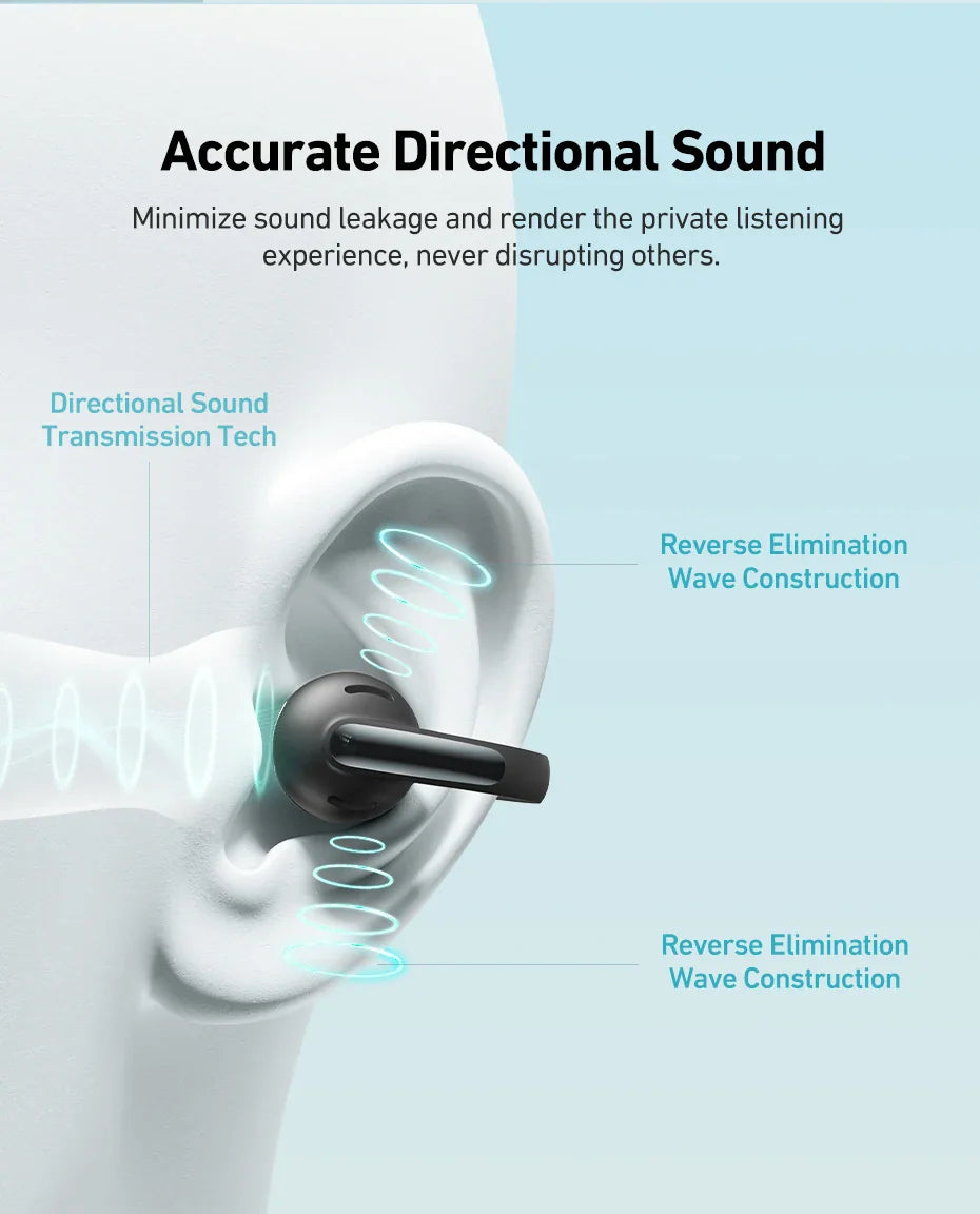 Baseus Bowie MC1 Ear Clip Wireless Earphones Bluetooth 5.4 Open-Ear Headphones Clip-On Sports Earbuds  IP57 Waterproof AI-Bass