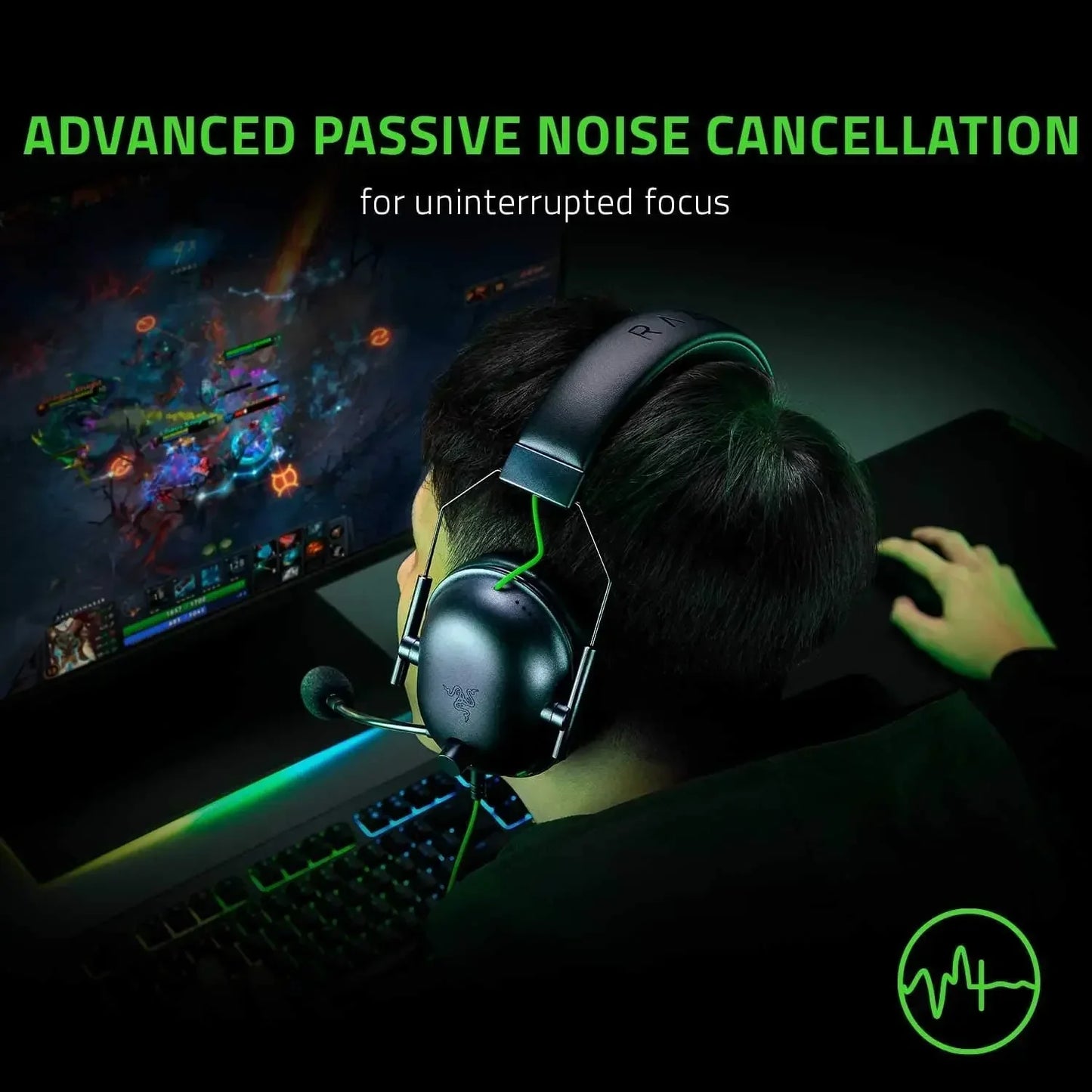 New Razer BlackShark V2 X Wired Esports Headset Advanced Passive Noise Cancellation, 7.1 Surround Sound, Hyperclear Cardioid Mic