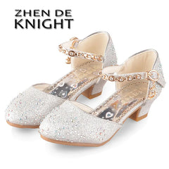 Girls Glitter Sandals Children's High Heels Shoes Kids Performance Crystal Sandals