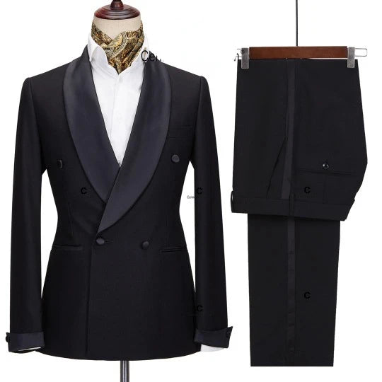 Tuxedo for Mens: Men's Suit Two Sets Wedding Bridegroom Best Man Suit Black