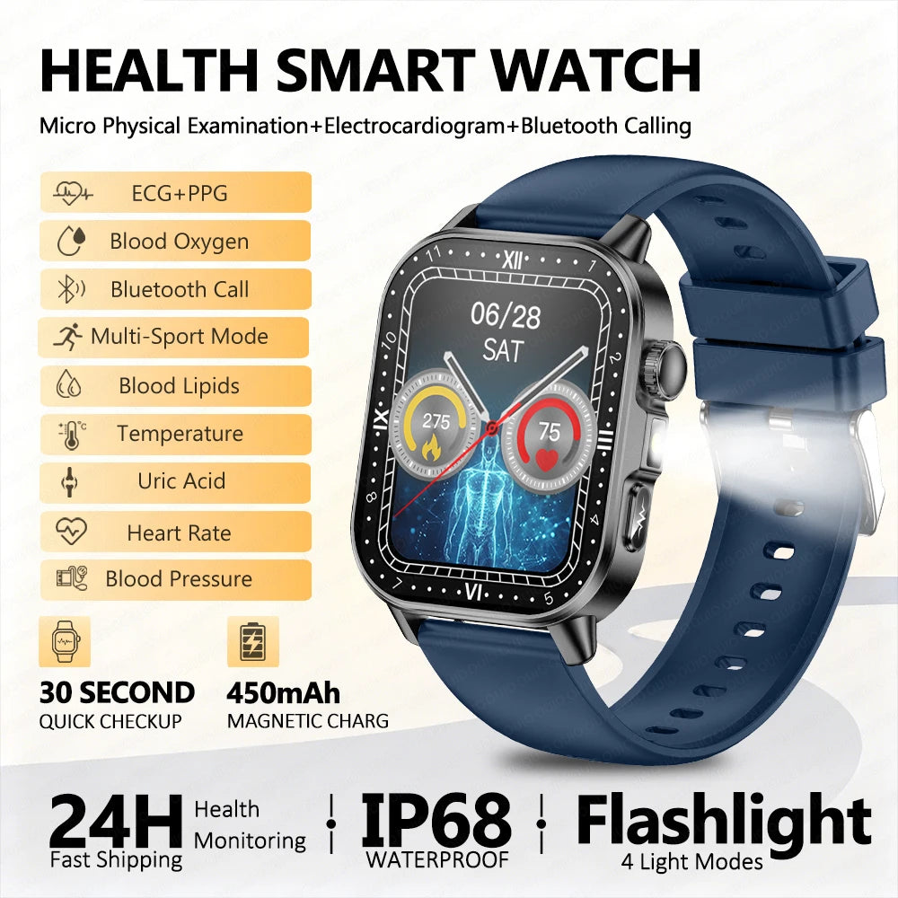 Body Composition analysis Monitoring Smart Watch Men ECG Heart Rate Blood pressure Uric Acid Health Tracker Smartwatches 2026New
