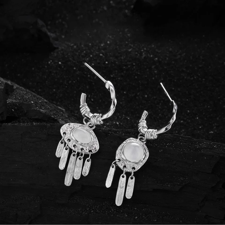 New 925 Sterling Silver Hoop Earrings Pearl Droplet Irregular Vintage Punk For Women Girl Gift Jewelry Dropshipping Wholesale