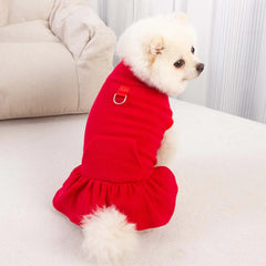 Solid Color High Collar Fleece Pet Dress Pullover For Small Dogs Princess Dress