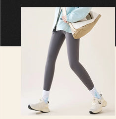 Autumn Winter High Waist Fleece Sharkskin Leggings Women Seamless